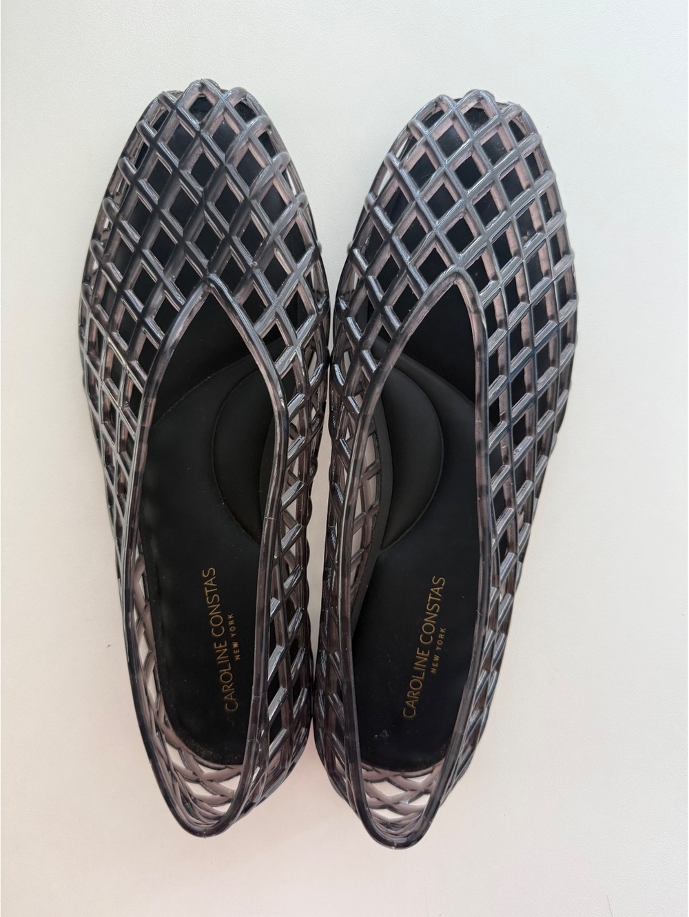 Caroline Constas Women's Black Lattice Design Jelly Flats Shoes Size 8